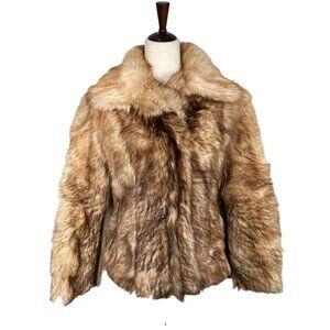 VINTAGE DINO RICCO Kid Fur & Leather Jacket Brown Sz M EUC